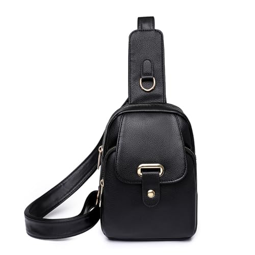 TAKOXIA Bauchtasche für Damen, 2023 neue Bauchtasche für Mädchen und Frauen, Crossbody-Brusttasche, modische PU-Taschen, vielseitig, Vintage, trendige Hüfttasche, Schwarz , As shown in the figure