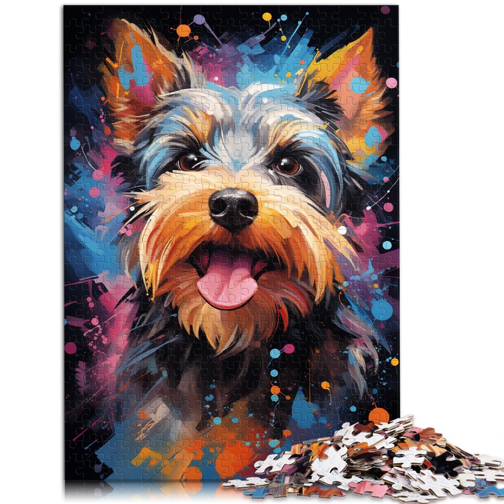 Puzzle-Geschenk, Bunte Zeichnung eines Terriers, 1000-teiliges Puzzle für Erwachsene, Holzpuzzle, schwieriges, schweres Puzzle für Frauen und Männer, 1000 Teile (50 x 75 cm)