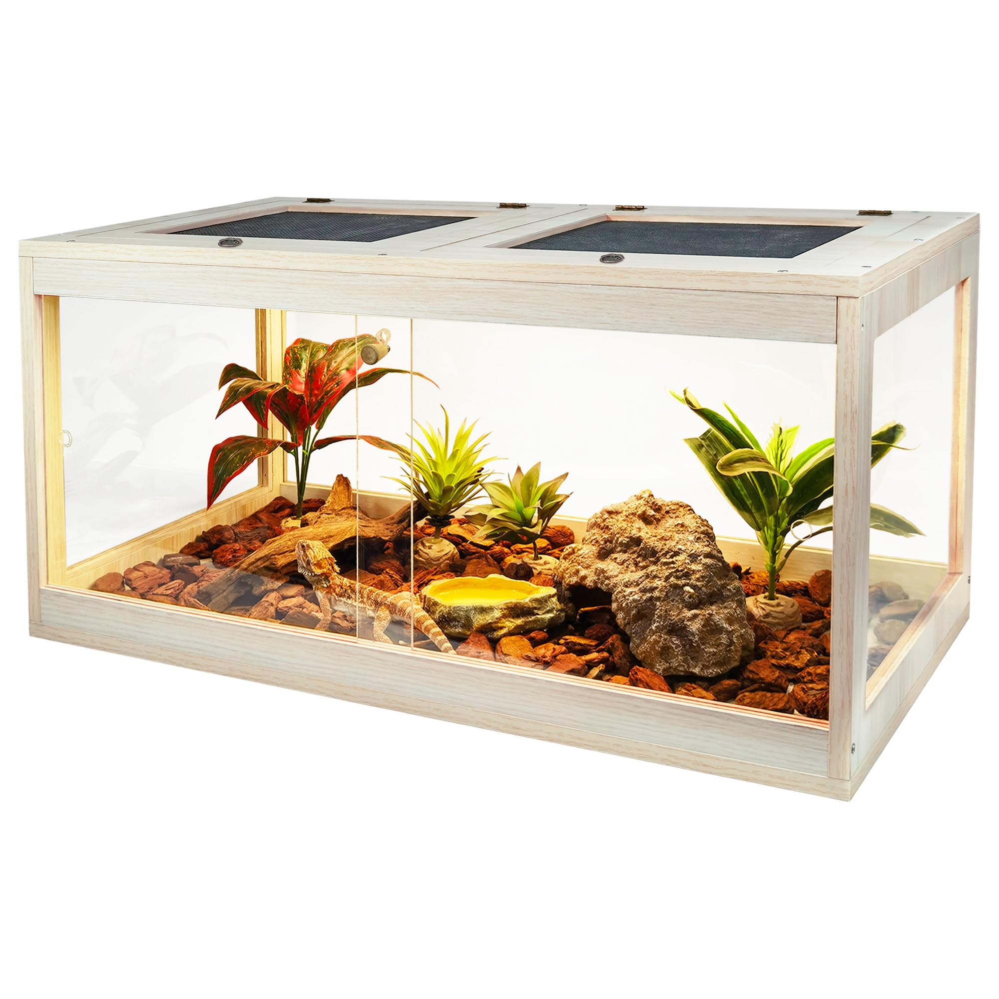 PROLEE 34 Gallonen Reptilien-Terrarium-Tank, 81,3 cm, Eidechsen-Tank, Bartagame-Tank mit Metallgitter-Dachtür, Schlangentank mit Schloss-Design