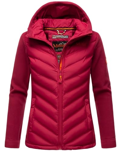 MARIKOO Damen Fleece Hybrid Jacke Trekking Wanderjacke Übergangsjacke [B929-Haruna-Fuchsia-Gr.L]