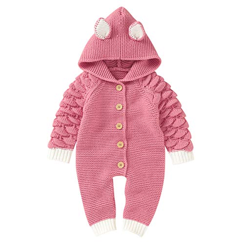 Nicoone Neugeborenen Baby Ohr Mit Kapuze Stricken Strampler Langarm Overall Overalls Breasted Body 3-24M