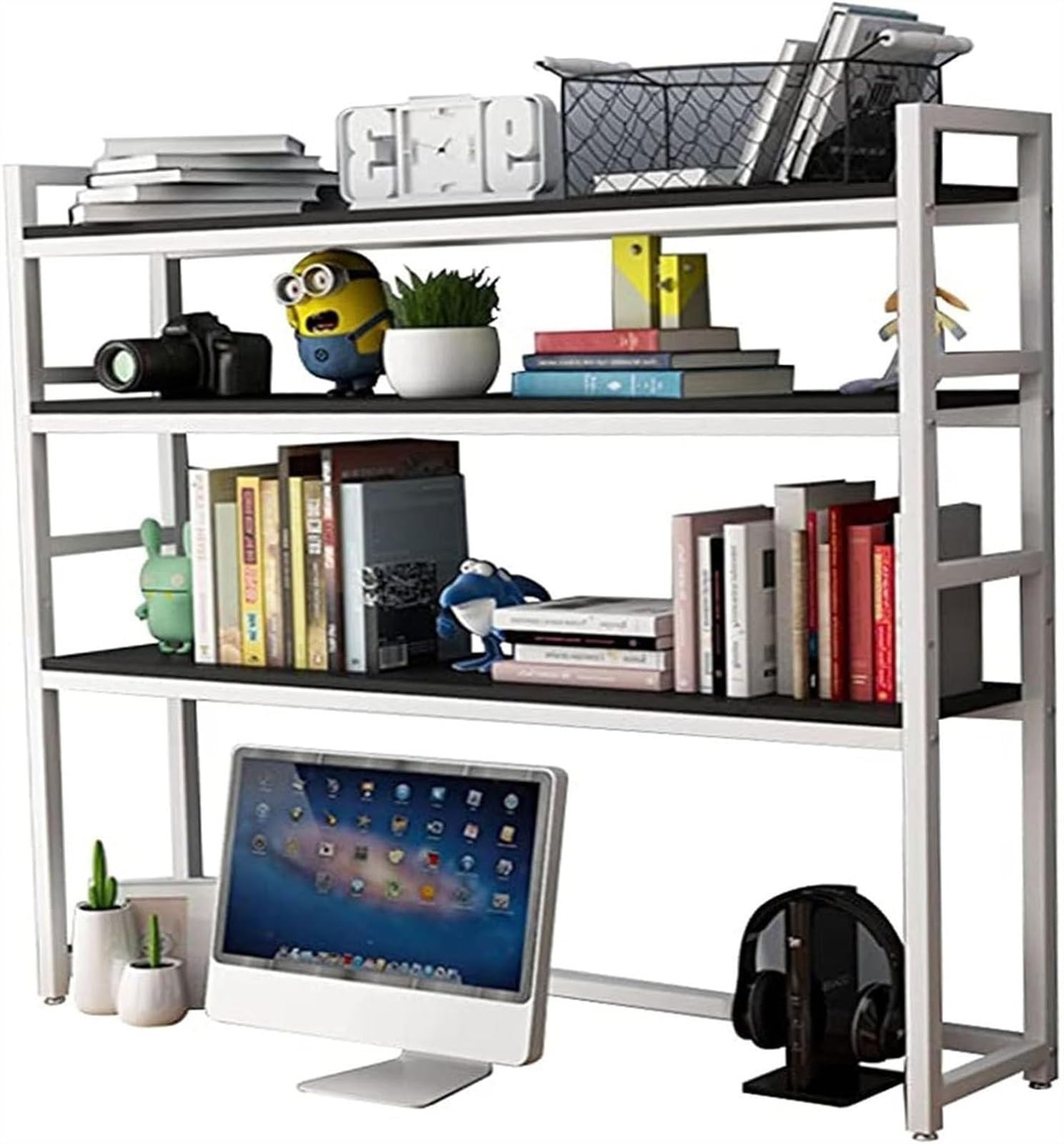 QYZUJIKL Desktop-Bücherregal Desktop-Bücherregal für Computer - Verstellbares Schreibtisch-Bücherregal-Organizer-Rack, Desktop-Bücherregal-Aufbewahrungsregal