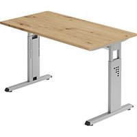 kaiserkraft Schreibtisch Mini-Office C,C-Fuß-Gestell alusil.,B 1200 mm,Eiche-Dek