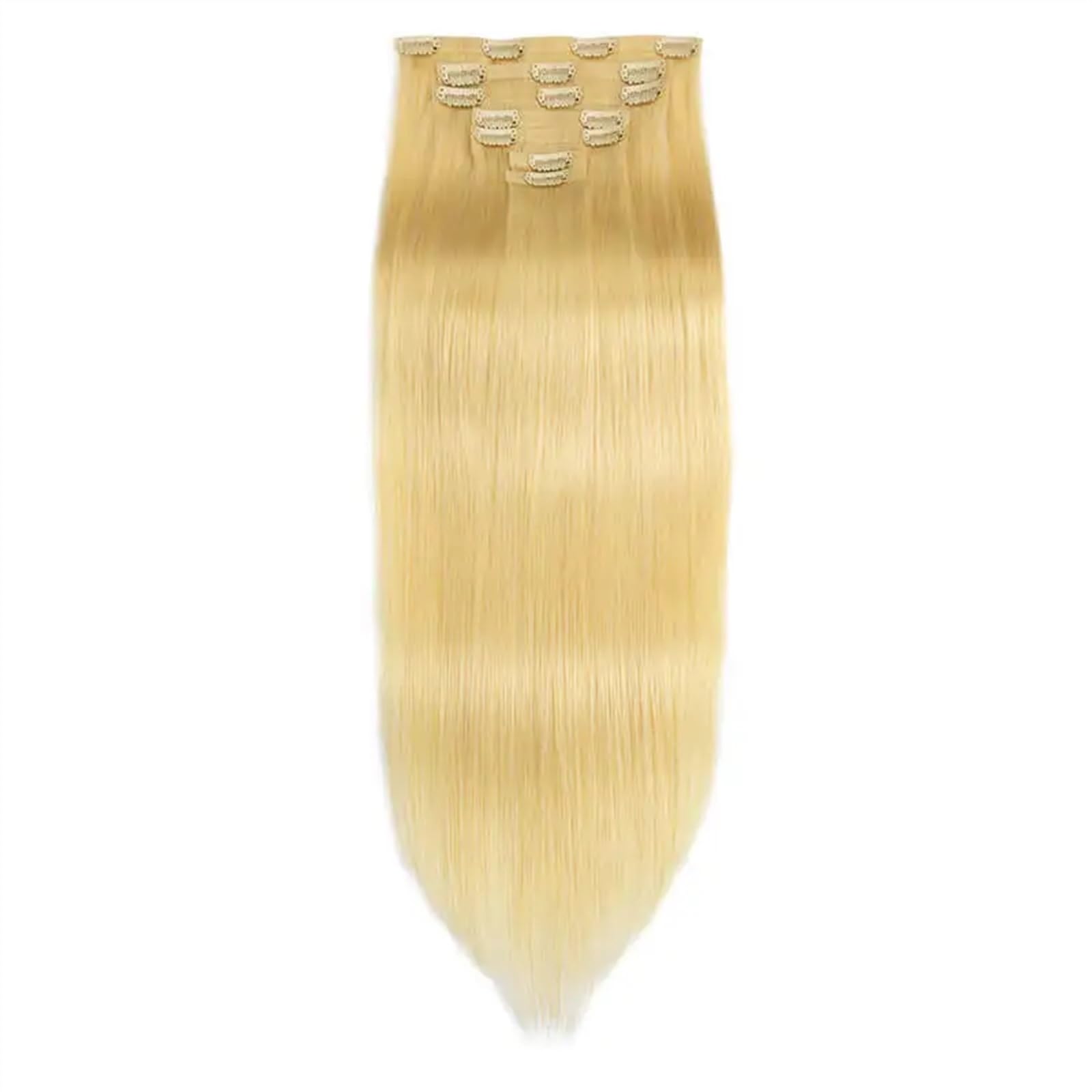 Clip-in-Haarverlängerungen 12–24 Zoll nahtlose Clip-in-Haarverlängerungen, 120 g, 7 Stück, blondes glattes Haar, Clip-in-Remy-Echthaarverlängerungen, glattes Haar, unsichtbarer PU-Hautschuss Clip-in-H