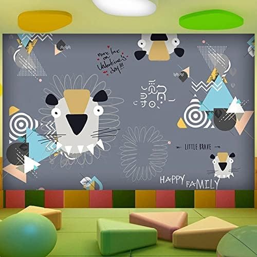 Cartoon Muster Löwenjunge Geometrische Kinder Geburt 3D Tapeten Wanddekoration Fototapete Sofas Wohnzimmer Wandbild Schlafzimmer-150cm×105cm