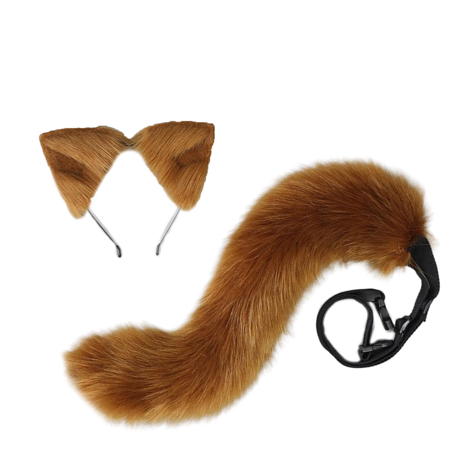 Aurgiarme 2 Stück Katzen Wolf Füchse Schwanz Ohren Stirnbänder Halloween Weihnachten Fancy Party Kostüm Spielzeug Geschenke für Frauen Mann Cosplay Requisiten Katzen Ohren und Schwanz Set