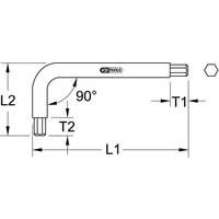 KS TOOLS TITANplus Winkelstiftschlüssel Innensechskant,4mm, 75mm lang (965.0424)