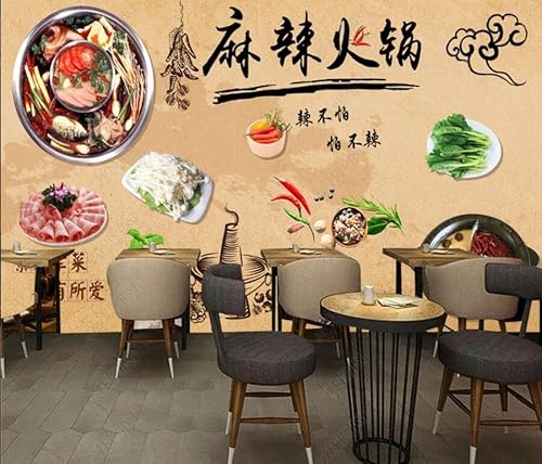 tyujlkjddlf Tapete Wandbild 3D Benutzerdefinierte Würziges Hot-Pot-Restaurant, Hot-Pot-Restaurant-Hintergrundwand-300Cmx210Cm