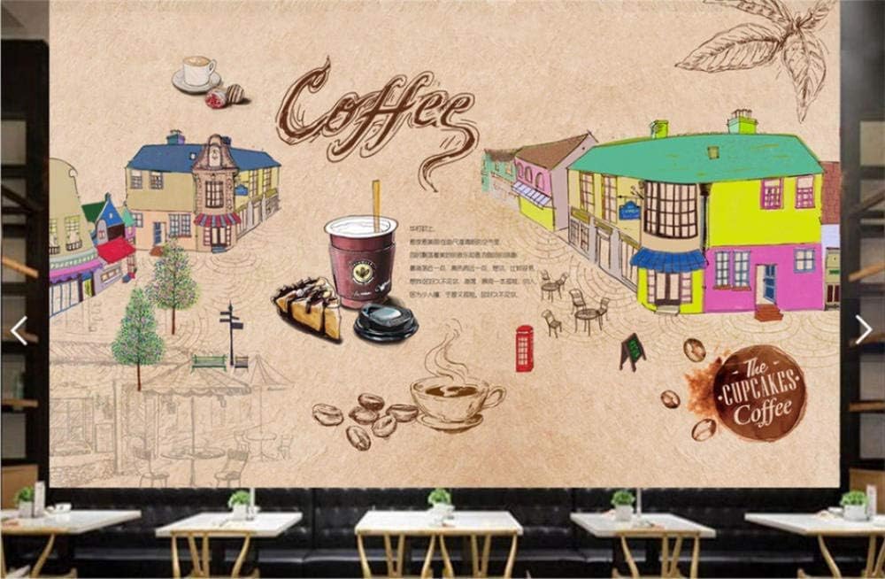 Street Shop Cup Cake Kaffee 3D Tapete Poster Restaurant Schlafzimmer Wohnzimmer Sofa TV Dekorative Wand-200cm×140cm