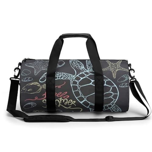 Schildkröte Seestern Sport Duffel Bag Sporttasche Reisetasche Handgepäck Tasche Schwimmtasche Weekender Bag 45x23x23cm