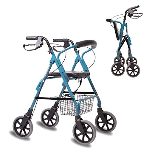 Faltbarer Rollator Walker Aluminiumlegierung mit Sitz für ältere Menschen Einkaufswagen Rollator Gehhilfen 4 Räder Outdoor Höhenverstellbar Vorwärts