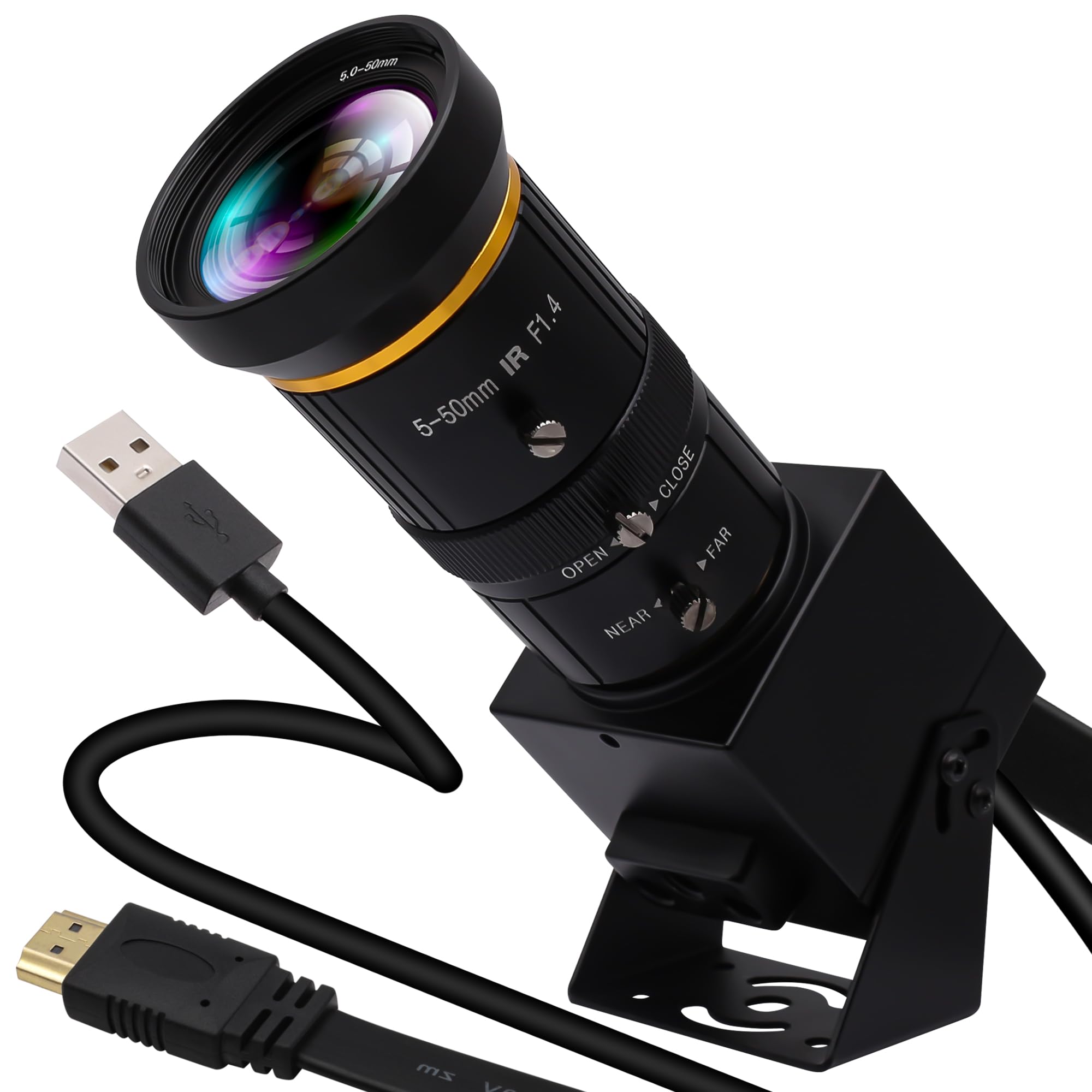 ELP HDMI USB-Webcam 4K Kamera für Live Streaming 10-Fach Variabler Fokus PC Kamera USB HDMI Simultanausgabe Videokamera Nahaufnahme Zoom in und Out Webkamera für Online-Unterrichtstraining