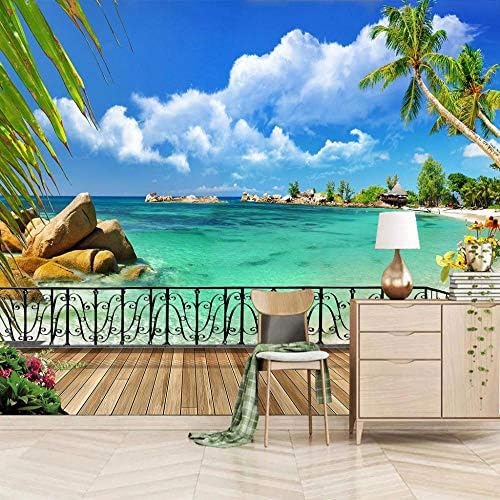 XLMING Blauer Himmel Und Strandmauern 3D Tapeten Home Esszimmer Sofa Schlafzimmer Wohnzimmer TV Hintergrund-300cm×210cm