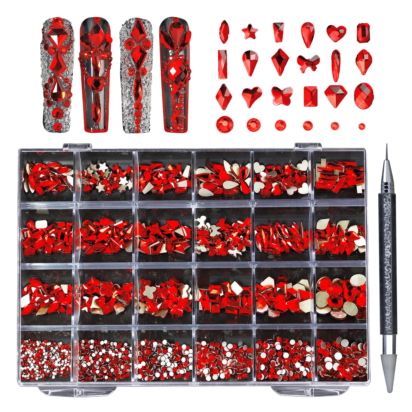 Kristall Nagel Set Art Runde Perlen Flatback Glas Nägel Edelsteine ​​Steine ​​3D Art Kristalle