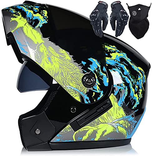 Motorradhelm Damen Herren,Klapphelme Modularer Helm Motorradhelm Integralhelme Roller-Helm Scooter-Helm Mofa-Helm DOT/ECE Zertifiziert Für Erwachsene Mit Doppelvisier