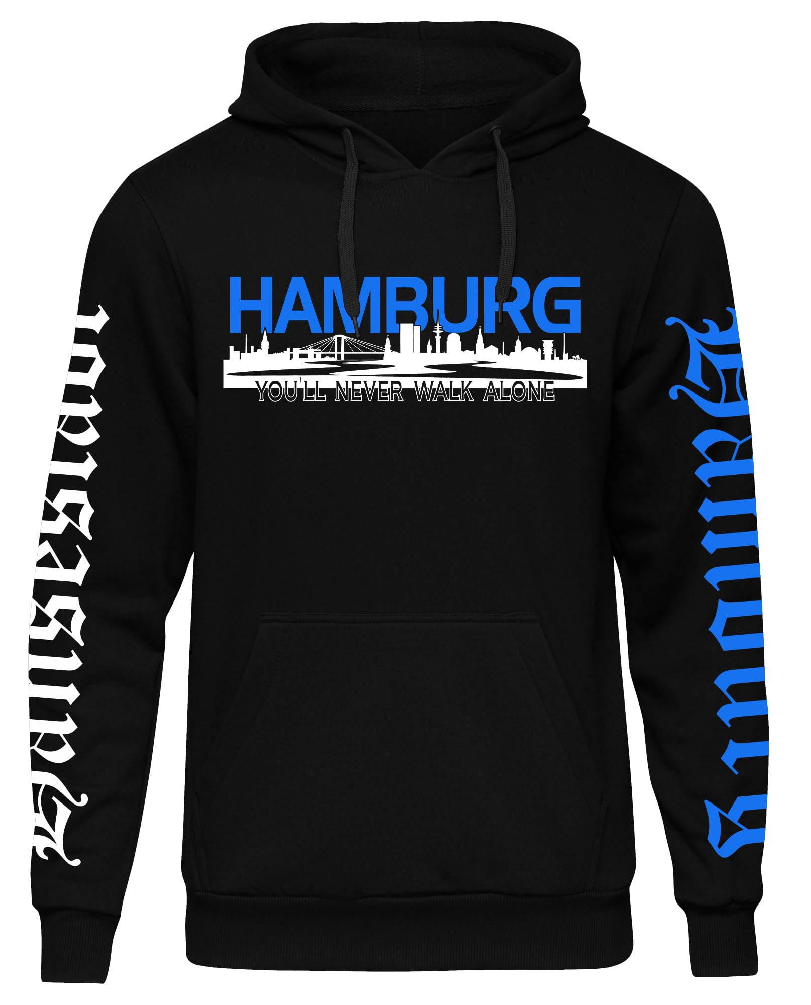 UGLYSHIRT Hansestadt Hamburg Herren Kapuzenpullover | Norden Anker Moin Fußball Premium Hoodie Skyline Hamburg Pullover | Schwarz (XL)