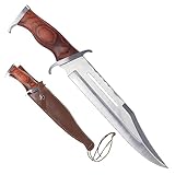 KS-11 Bärentöter im Stil von Rambo III Messer - First Blood Part 3 - Outdoor - Survival - Jagd - Holzgriff - FullTang Mega Kult Bowie Messer mit Lederscheide, braun Silber