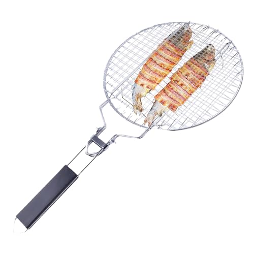 BBQ-Fischgrillkorb, BBQ-Grillkorb, Outdoor-Grillrost aus Metall für Fisch, Fischgrillkorb, leicht, rechteckig, verdickt, Grillzubehör für Hähnchen, Schinken