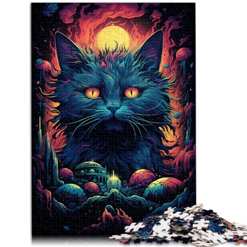 Puzzle für farbenfrohe psychedelische Abenteuer der kosmischen Katze. Puzzle für Erwachsene, 1000 Teile, Holzpuzzle, Spielzeug, Wanddekoration, 1000 Teile (50 x 75 cm)