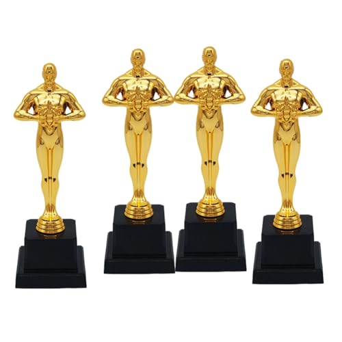 Yunnaty 4er-Pack Goldene Trophäen, Trophäenstatuetten für Preisverleihungen, Feiern, Partydekorationen, Partyrequisiten