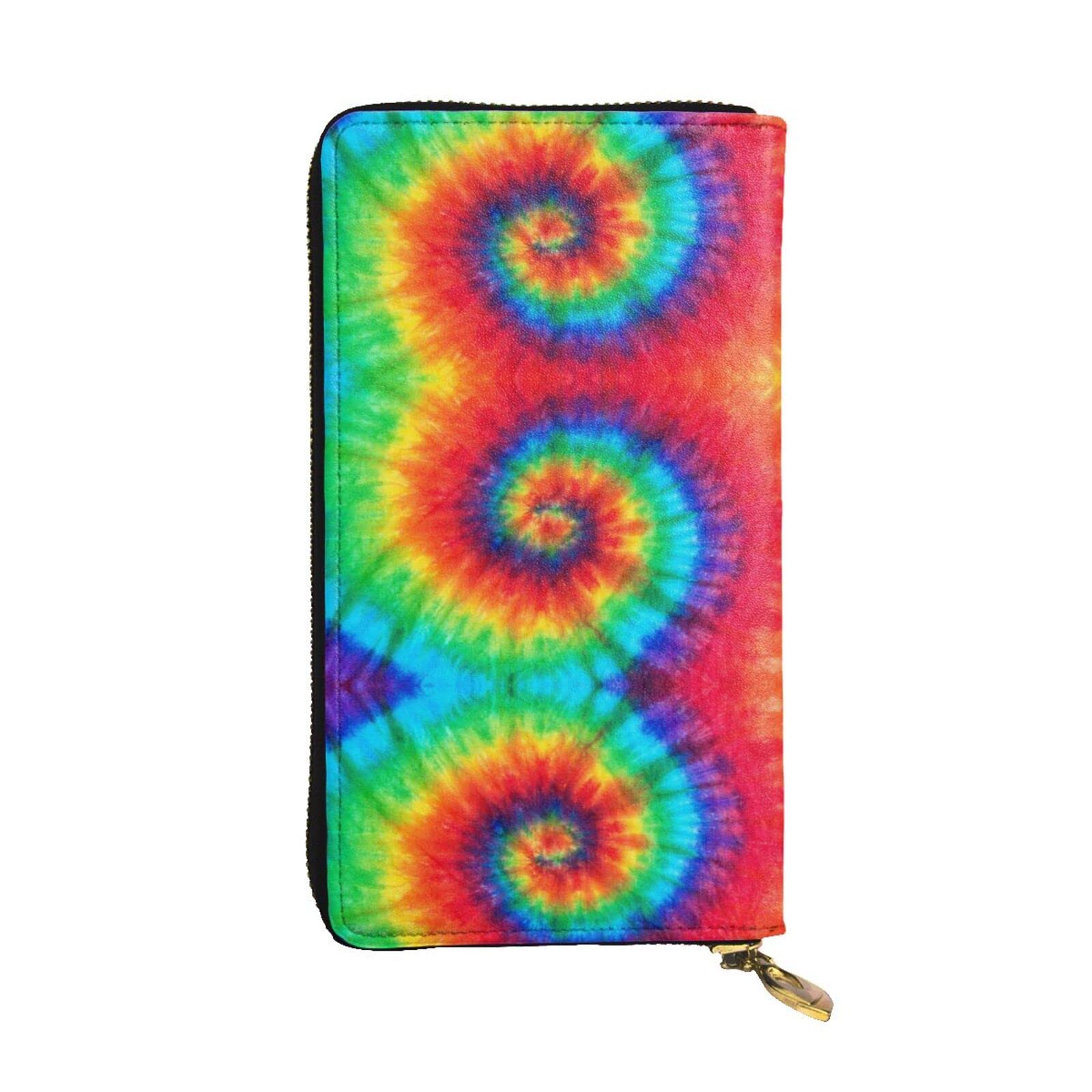 DMORJ Tie Dye Regenbogen Leder Lange Clutch Geldbörse: 19 x 10 cm Bequem Leicht Wasserdicht Langlebig Schönes Geschenk, Schwarz, Einheitsgröße, Schwarz , Einheitsgröße