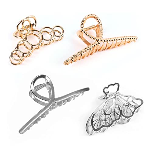 Joyoldelf Haarspangen, Haarklammer, Metall Haarklauen Clips Set, Klaue Clips Haarklammern für Frauen Mädchen, Haar Zubehör Krallen Klaue Rutschfeste Hair Clips Hohle Fixieren Haares (4 Stück）