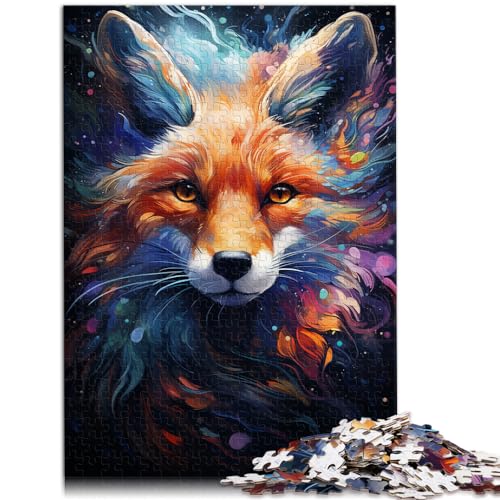 Puzzles als Geschenke, farbenfroher Psychedelischer Galaxie-Fuchs, 1000 extragroße Teile, Holzpuzzle, Spielspielzeug, Lernspiele für zu Hause, DIY-Spielzeug (50 x 75 cm)