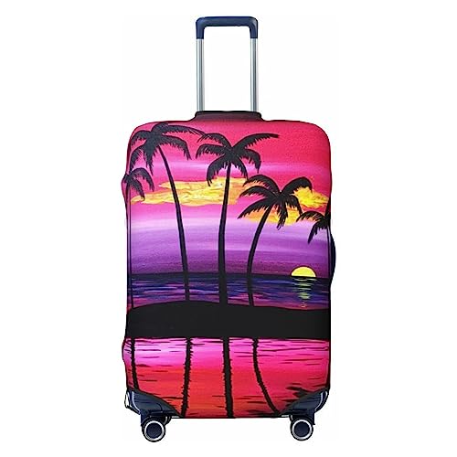 Miniks Reisegepäckhülle, Motiv: Palme, Sonnenuntergang, strapazierfähig, passend für 45,7 - 81,3 cm große Gepäckstücke, Größe XL, Schwarz, X-Large