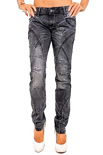 Cipo & Baxx Damen Jeans WD477-bans Black W29/L32