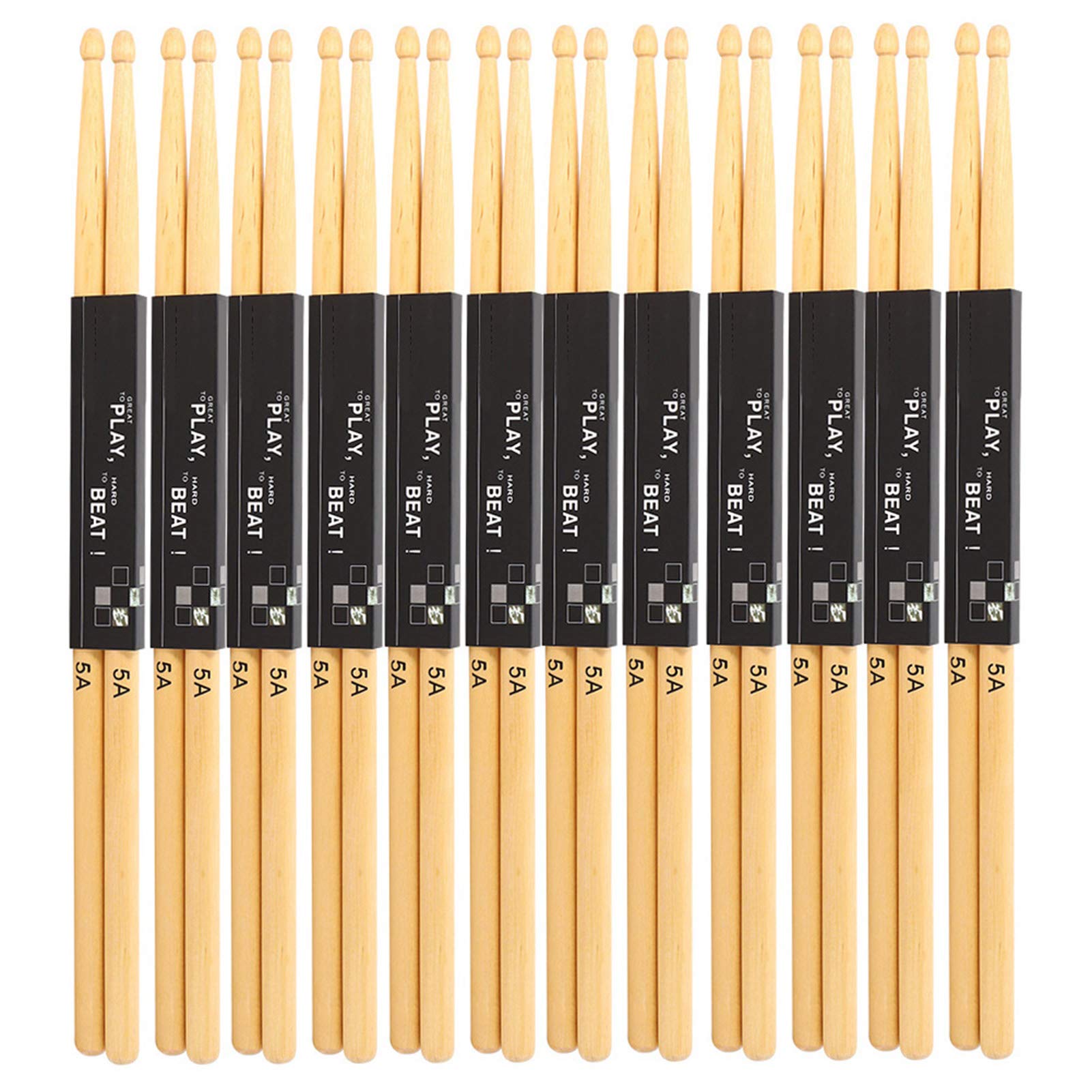 12 Paar Drumsticks, 5A Ahornholz Snare Drum Stick Ausgeprägte Holzstruktur Mäßige Dicke Bequem zu greifen Für Snare Drums, Übungstrommeln Musikinstrument