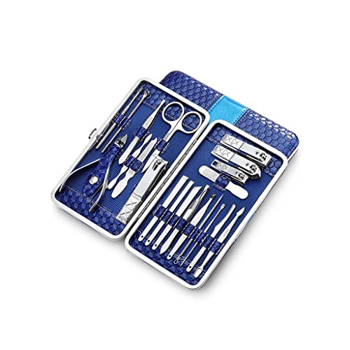 Zehennagelknipser Nagelclipper Set Portable Maniküre Set Persönliche Pflege Pediküre Set Beauty Set (21-teiliges Set) Nagelknipser-Set (Color : Blue-21 Piece Set)