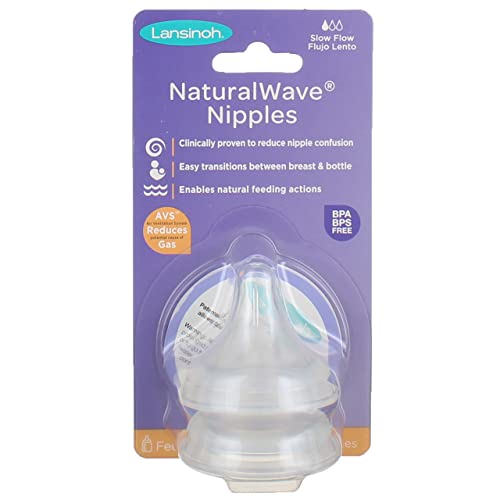 mOmma, NaturalWave Nippel, 2 Langsam-Flow-Nippel - Lansinoh