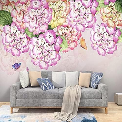 XLMING Handgemalte Rosa Blume Rustikal 3D Tapete Wohnzimmer Sofa Schlafzimmer Esszimmer Home Dekoration Wand-250cm×170cm