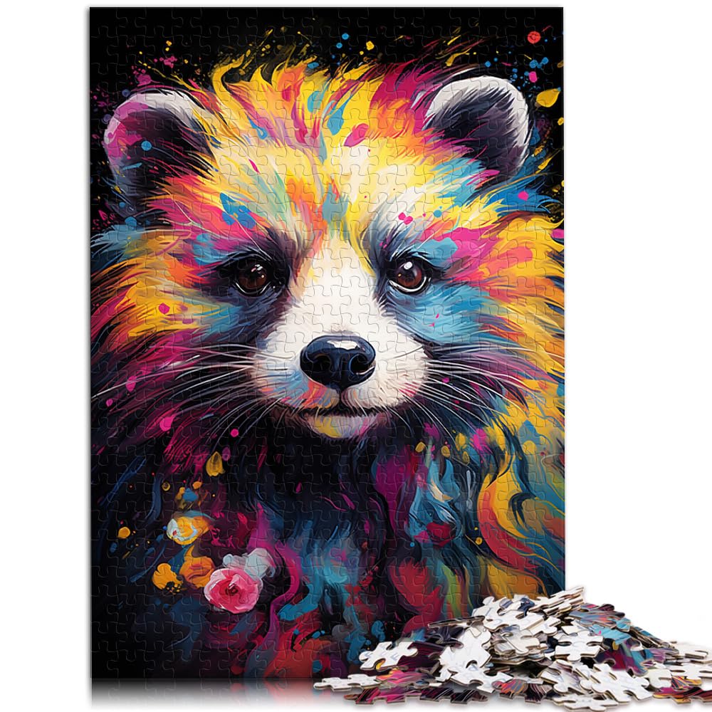 Puzzles, Geschenke, Spielzeug, Farbenfrohes psychedelisches Frettchen-Gemälde, Puzzle 1000 Teile für Erwachsene, Holzpuzzle, einzigartiges Herausforderungsspiel, 1000 Teile (50 x 75 cm)