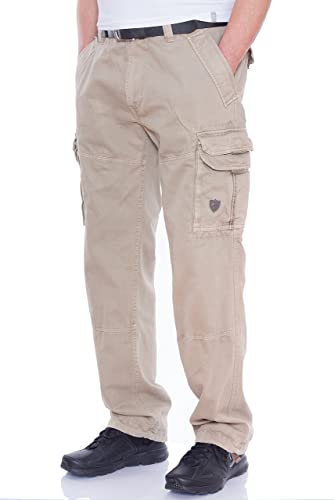 Jet Lag Herren Cargohose 20-647 Long Outdoor Seitentaschen Männerhose, Farbe:Vintage Khaki, W33, L32