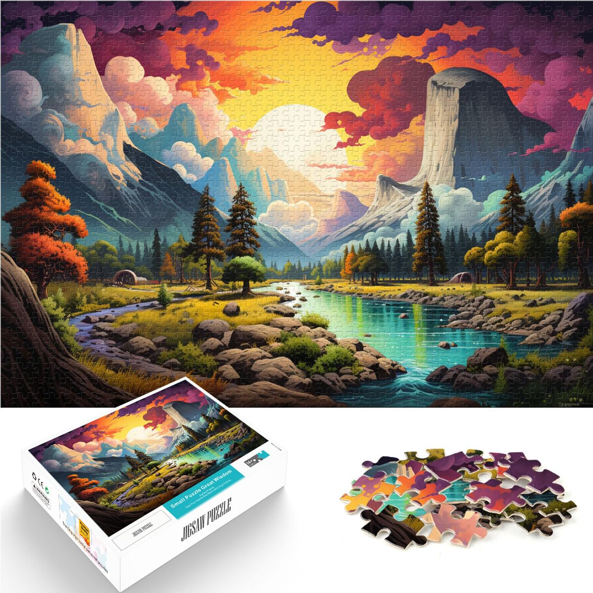 Puzzle | Puzzles Schöne farbenfrohe Landschaft. Lustiges Puzzle für Erwachsene, 1000-teiliges Holzpuzzle für anspruchsvolles Puzzlespiel und Familienspiel, 1000 Teile (50 x 75 cm)