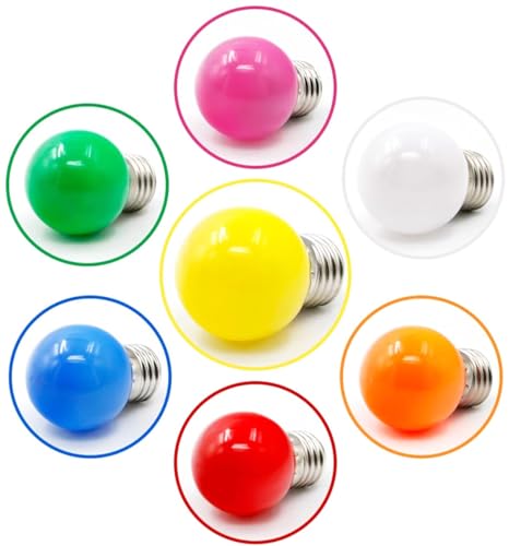 V-TOO LED Bunte E27 Farbige Glühbirnen 3W=30W Dekoratives Licht und Design 240 Lumens AC220V-240V Dekorationslampe Gemischte Farben Rot Gelb Blau Grün Rosa - 40er Pack