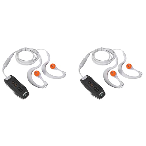 Toranysadecegumy 2 x MP3-Musik-Player mit Bluetooth und Unterwasser-Kopfhörern für Schwimmen, Runden, Wassersport, kurzes Kabel, 4 GB, Schwarz