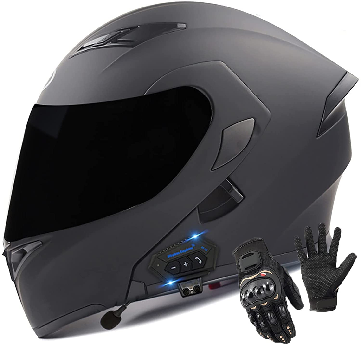 Motorradhelm Klapphelm Bluetooth Helm,ECE Zertifiziert Modularer Helm Doppelvisier Motorrad Integralhelme Roller-Helm Scooter-Helm Mofa-Helm,Eingebautes Mikrofon Automatic Answer