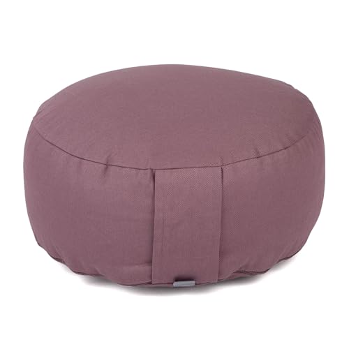 Bodhi Meditationskissen Rondo | ECO Serie | Yogakissen mit Kapokfüllung | Abnehmbarer Bezug aus 100% Bio-Baumwolle | Höhe 20 cm | Sitzkissen mit praktischer Trageschlaufe | Dusty Purple