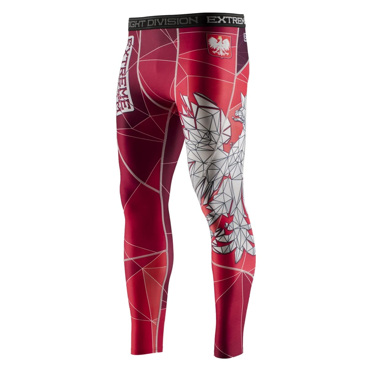 EXTREME HOBBY Sportleggings für Herren Poland red, Leggings für Männer, Kampfsport, Laufhose Herren, Lang mit Kompressionseffekt, Schnelltrocken-Funktion