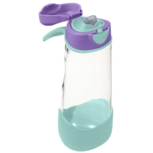 b.box Sport-Trinkflasche mit Klappdeckel, langlebige Kunststoff-Wasserflasche für Kinder, auslaufsicher, 600 ml, Flieder