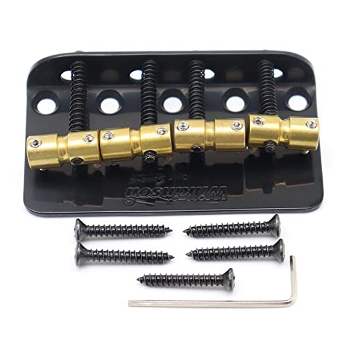 1 Satz Gitarrenbrücke 4 String Bass Bridge Messing Sattelstahlplatte Für E-Gitarre Tune-o-matic Steg (Color : Black)