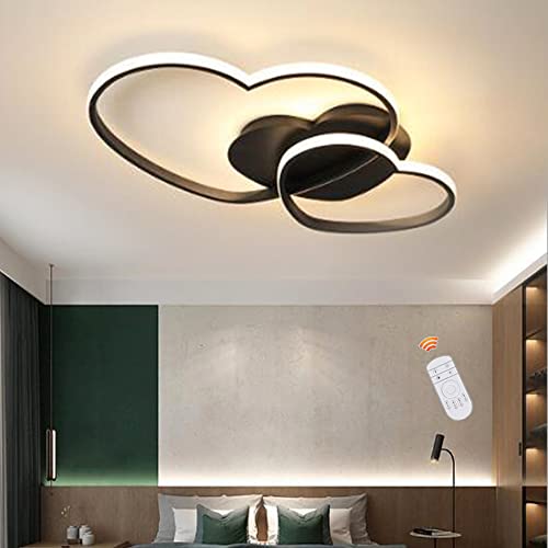 Lfoute Deckenleuchte LED Moderne Herzförmige Kinderlampe Kinderzimmer Deckenlampe Dimmbar Mit Fernbedienung Schlafzimmer Jungen Mädchen Wohnzimmer Pendellampe Innenleuchter,Schwarz