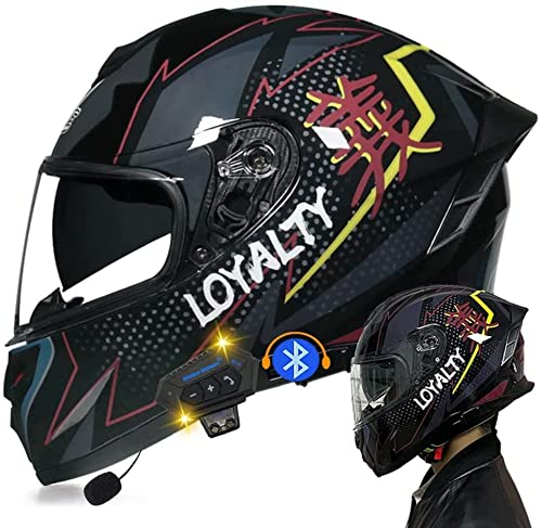 Bluetooth-Helm Klapphelm Motorradhelm Sturzhelm DOT/ECE Genehmigt Bluetooth Mit HD-Doppelspiegel Geschlossenen Reduzieren Windgeräusche ABS Hartes Warm Für Damen Herren