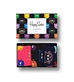 Happy Socks – Gemischt farbenfrohe Geschenkbox an Baumwollsocken für Männer und Frauen, Cat Gift Box, 41-46