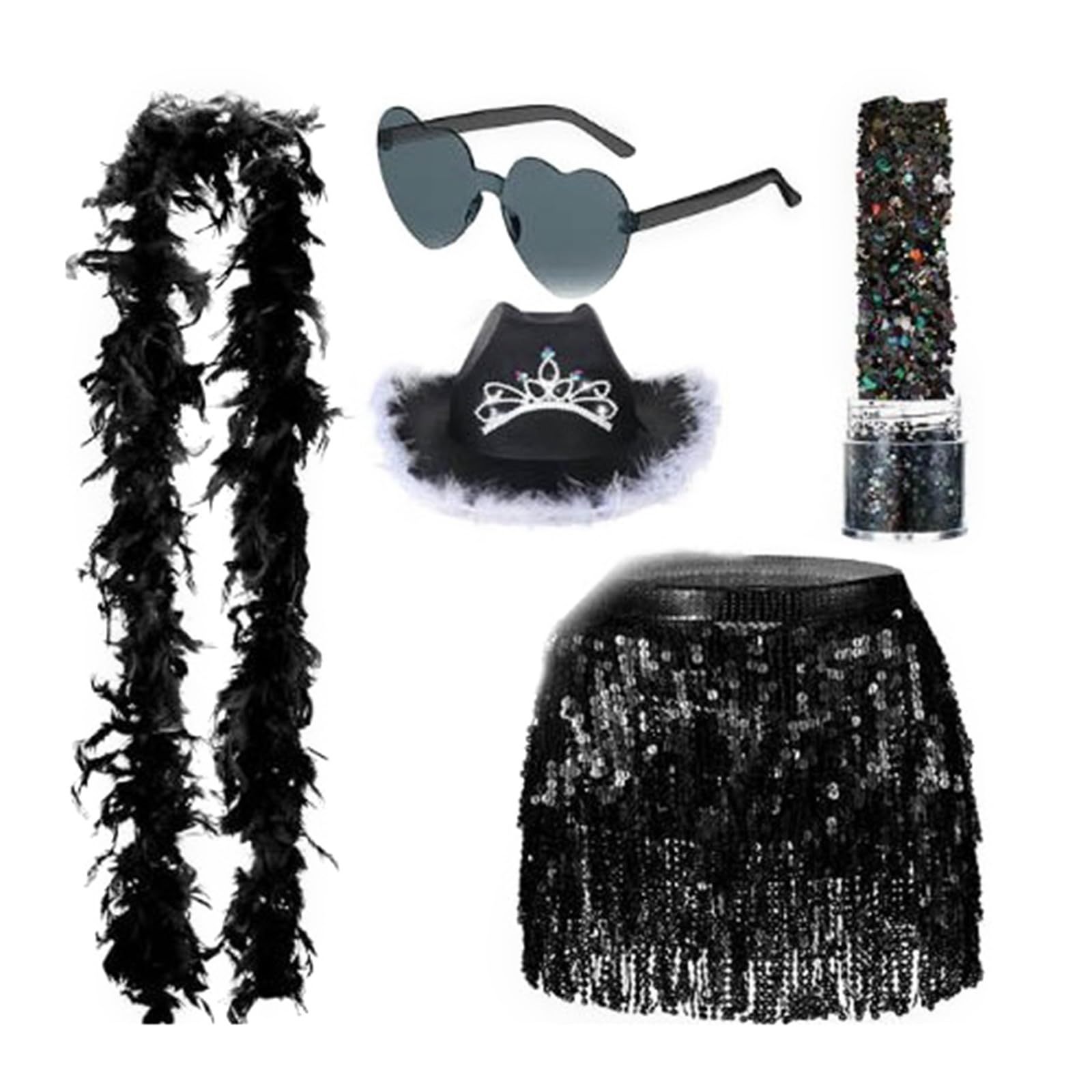 Zeiwohndc Cosplay Hüte Braut Western Schal Hüfte Rock Sonnenbrille Bachelorettes Party Kostüm Set