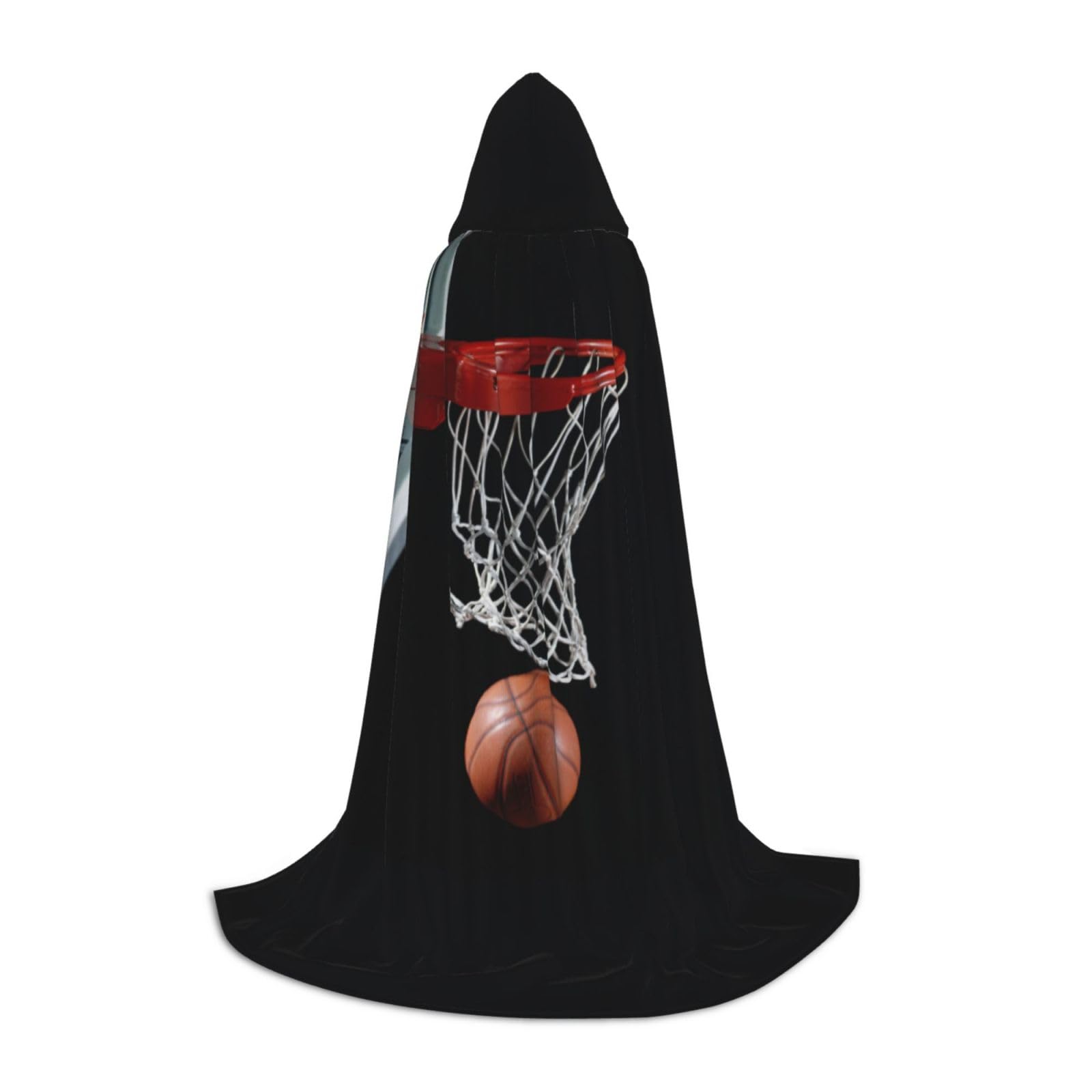 WURTON Basketball-Druck, Halloween-Kapuzenumhang, Unisex, Gothic-Umhang für Cosplay-Festlichkeiten