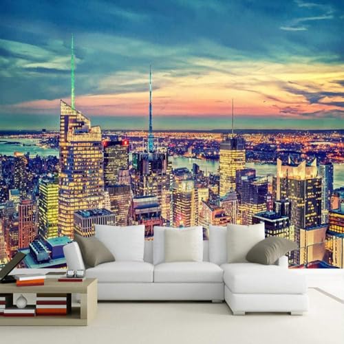 Stadt Architektur Nachtlandschaft 3D Tapete Poster Restaurant Schlafzimmer Wohnzimmer Sofa TV Dekorative Wand-350cm×256cm