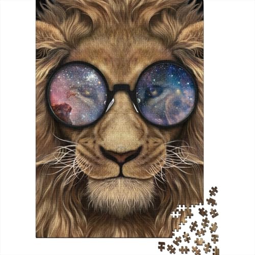 Löwe Holzpuzzle für Erwachsene Puzzlespielzeug Erwachsenenpuzzle 1000 Teile Lernspiele Heimdekorationspuzzle 75x50cm